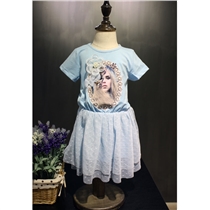 蜜逗韩版连衣裙夏季女童必备时尚款上身舒适棉T下身网纱